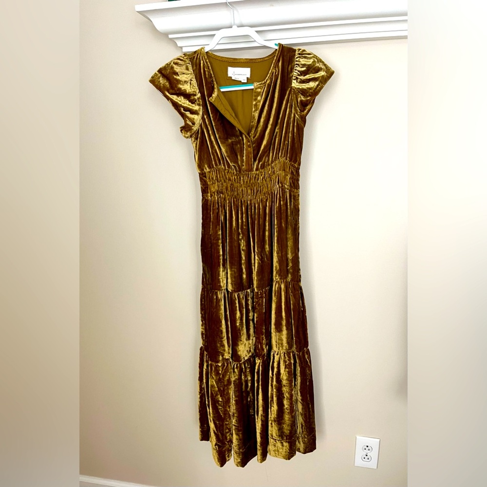 Anthropologie Somerset Velvet Petite Dress